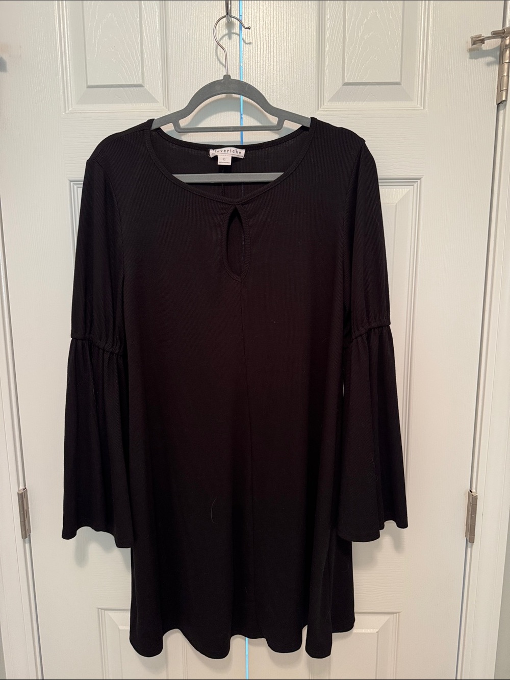 Love Riche Black Midi Dress with Bell Sleeves